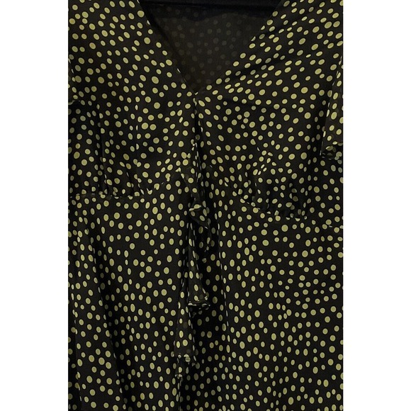 DANA BUCHMAN Black & Green Polka Dot Silk (2) Piece Set Skirt-10 /Top-12 - Picture 4 of 16